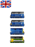 Four livery variations, based on year built, last service, and cargo type