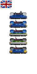 Five livery variations, based on year built, last service, and cargo type