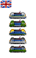 Five livery variations, based on year built, last service, and cargo type